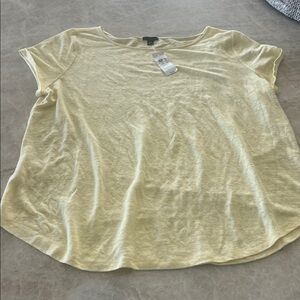 Ann Taylor Tee Shirt Short Sleeve Linen Butter Yellow NWT Size XL